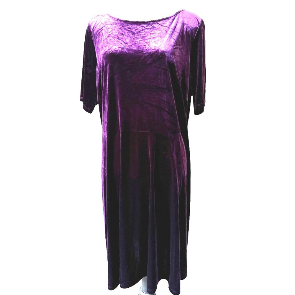 Joanna Hope Purple Velvet Maxi Dress Sz 24 Womens Plus Short Sleeve